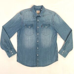 Levi’s Barstow Western Denim Shirt Men's Pearl Snap Button Up